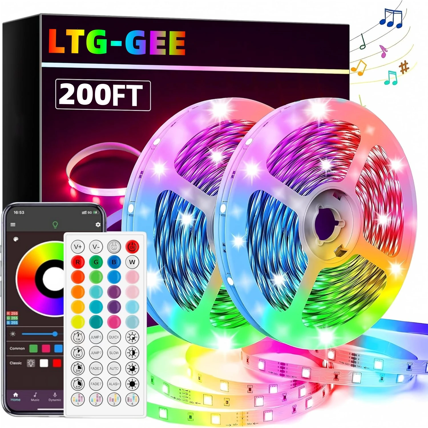 LTG-GEE RGB LED Strip Lights Music Sync USB 5V Remote Control Led Ribbon Flexible Lamp For Room Party TV Desk Bedroom Decoration photo 1