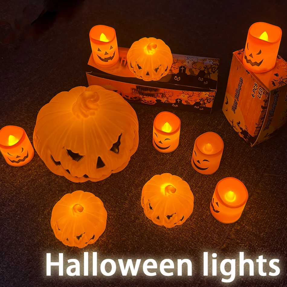 Pumpkin Lantern Candle Light Halloween Skull Ghost Face Lamp Kids Gift For Bedroom Garden Party Decoration Atmosphere Light photo 1