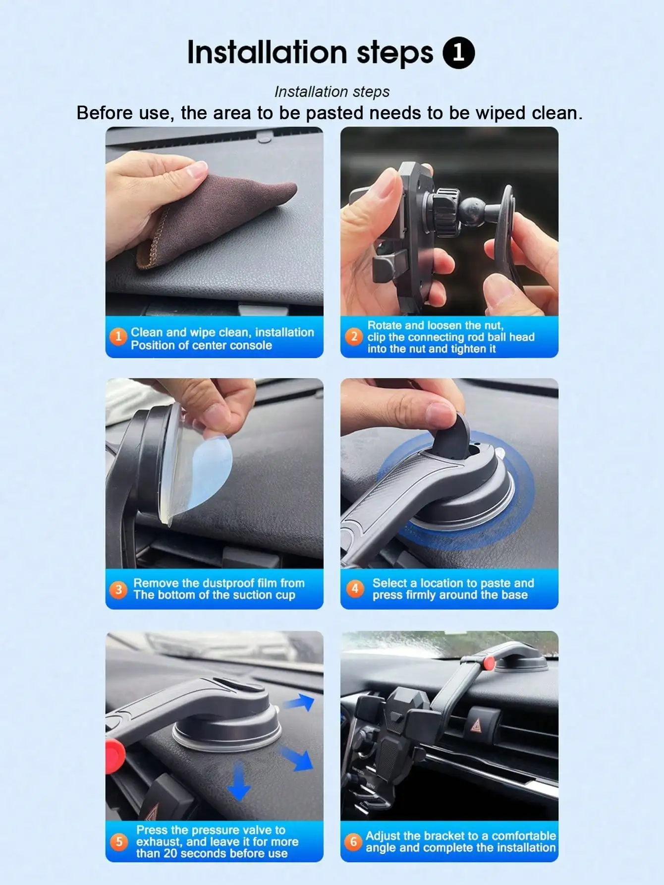 1Pc Car Suction Cup Phone Holder, Multifunctional Dashboard Car Mount, Auto Supplies Phone Navigation Bracket (Wipe The Paste Ar photo 6