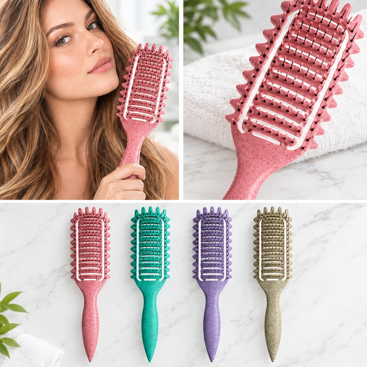 3 in 1 Curl Define Styling Brush Hollow Out Detangling Hair Brush Tangled Hair Comb Shaping Defining Curls Barber Styling Tools photo 1