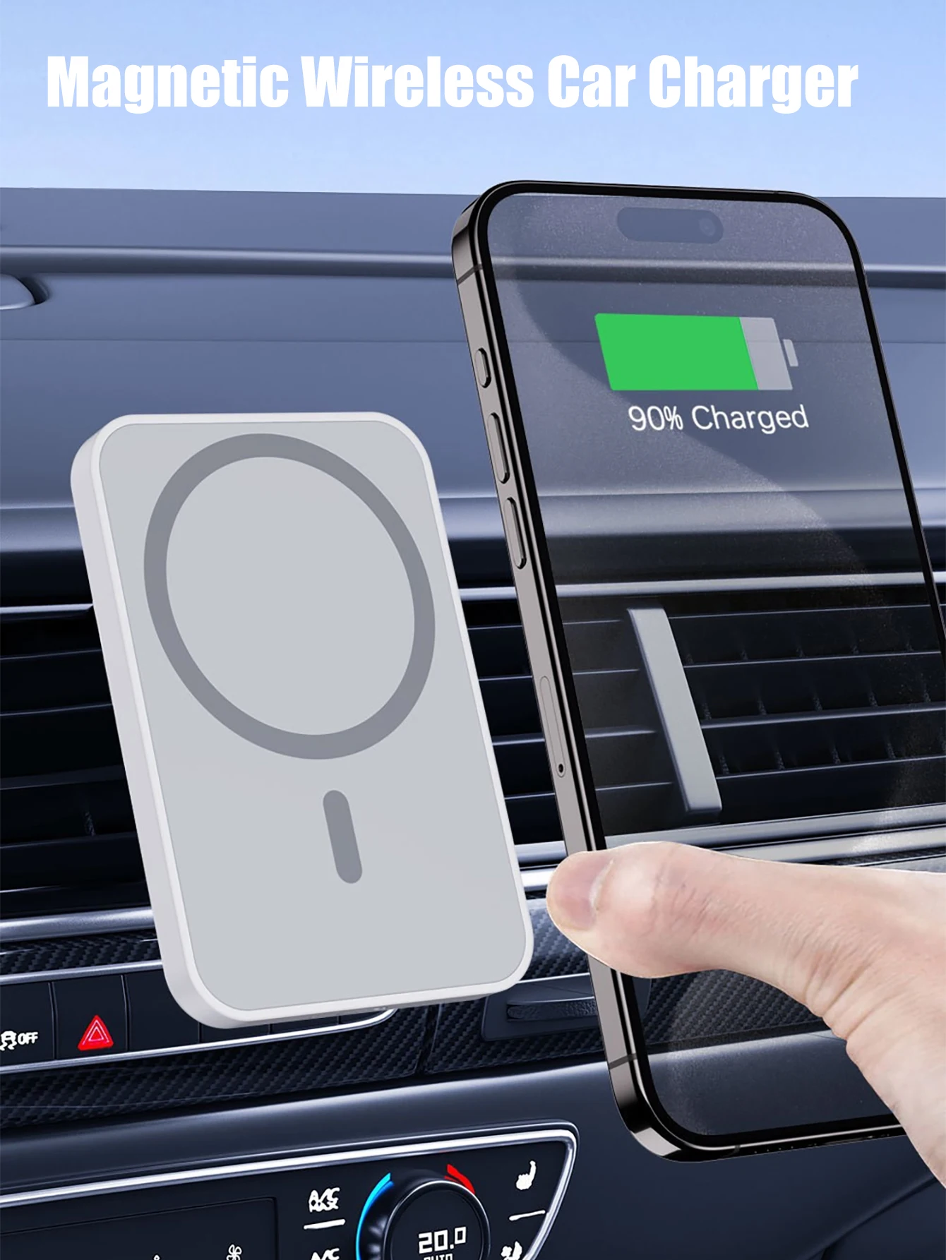Magnetic Wireless Car Charger Phone Holder 17/16/15/14/13/12 Pro Max Fast Car Charging Station photo 1