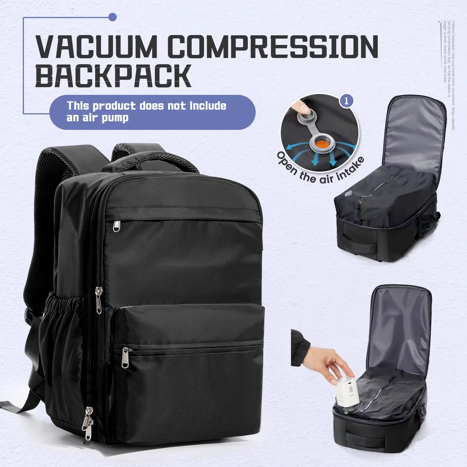 Men Vacuum Compression Backpack 15.6in Laptop Backpack Expand Hiking Vacuum Travel Backpack, Ryanair Backpack 40x30x20 Cabin Bag photo 1