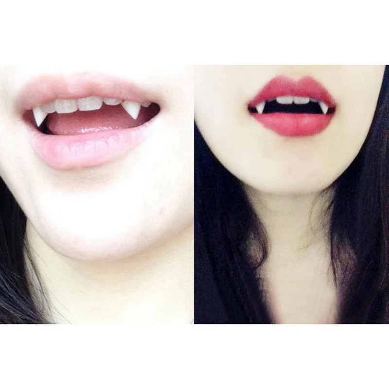 1pair Adult Kids Halloween Fake Dentures Teeth Bloodcurdling Vampire Werewolves Fangs Costume Halloween Costume DIY Cosplay photo 5