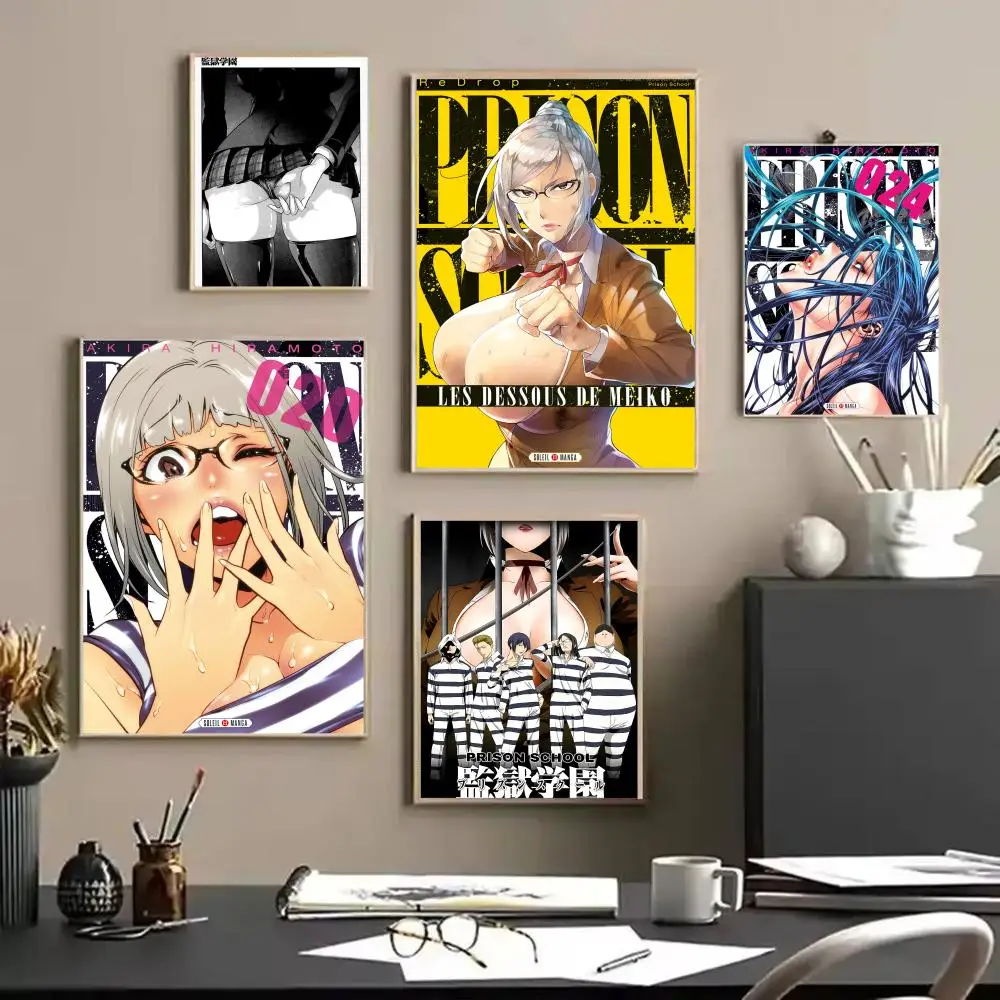 Anime P_Prison S_School Painting Calligraphy Linen Canvas Poster Wall Prints for Living Room Bedroom Office Home Decoration photo 2
