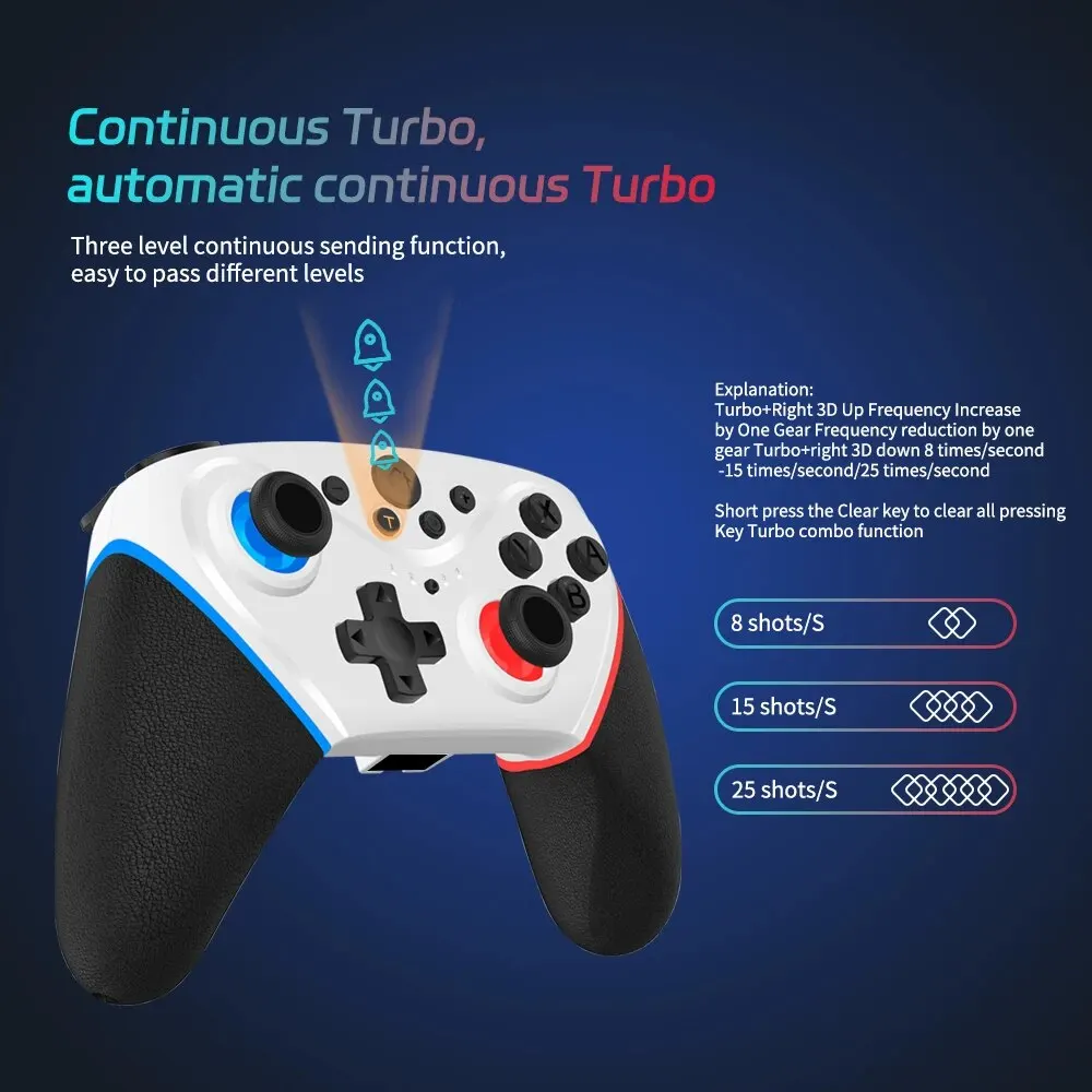 Wireless Switch Controller Compatible with Switch/Lite/OLED Remote Supports Multi-Platform with Turbo, Wake-up Function photo 6