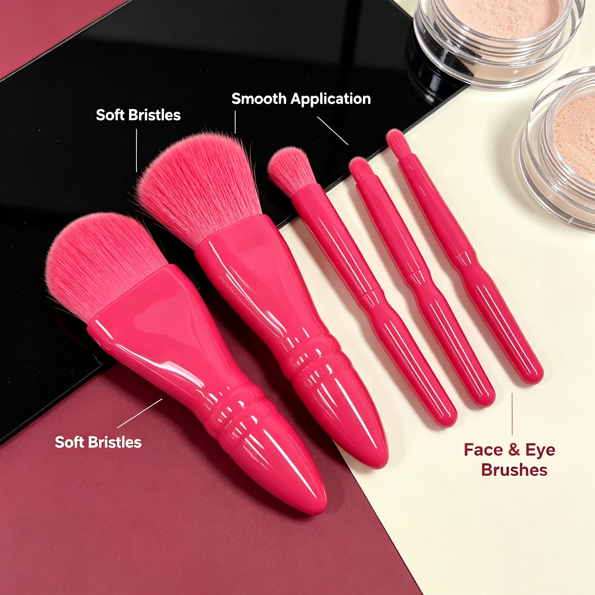 5-piece soft makeup brush set, face and eye brushes for loose powder, eyeshadow, and blush photo 6