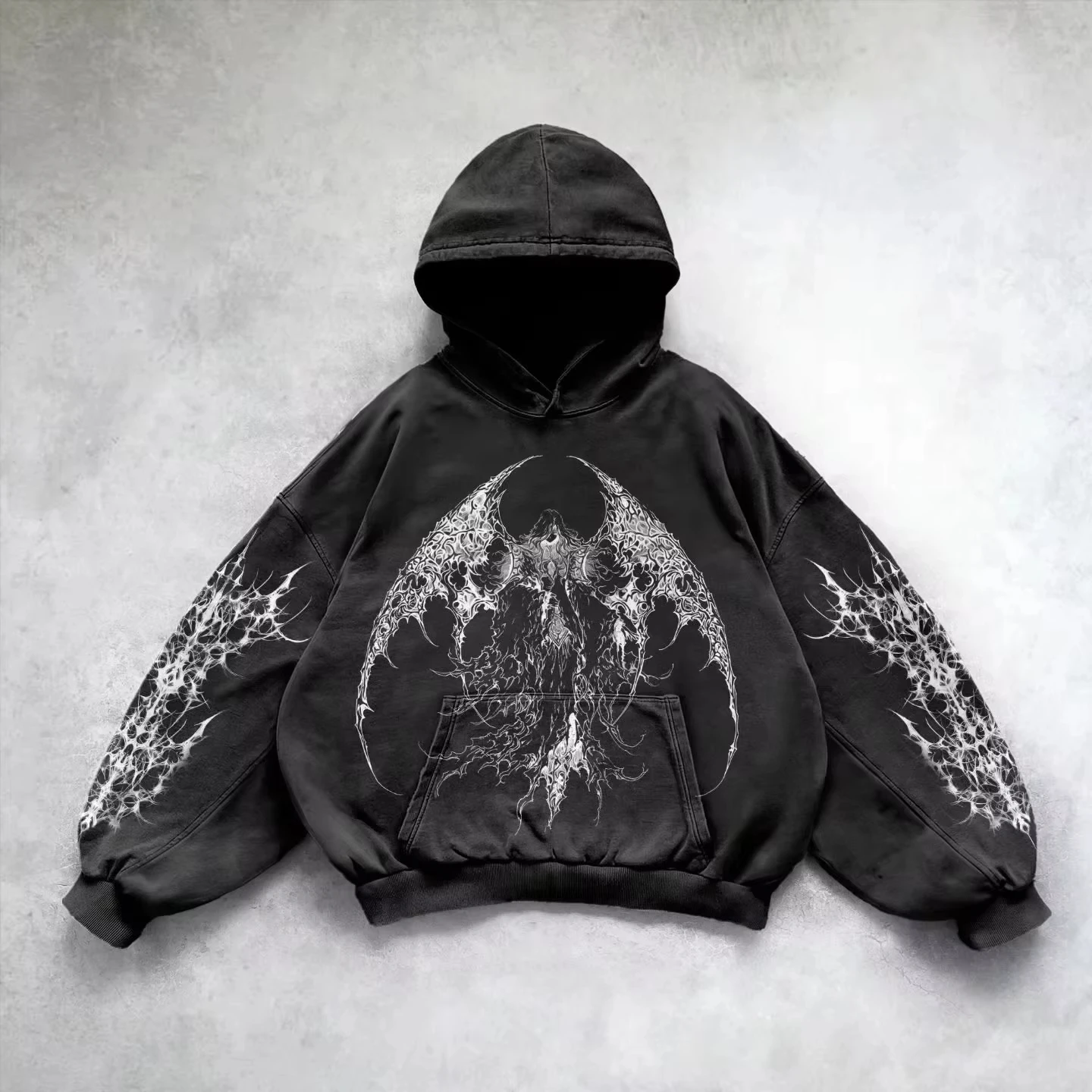 Retro Gothic Graphic Print Hip Hop Hoodie for Men Y2k Grunge Punk Casual Loose Pullover Women Streetwear Sweatshirt Hoodies photo 1