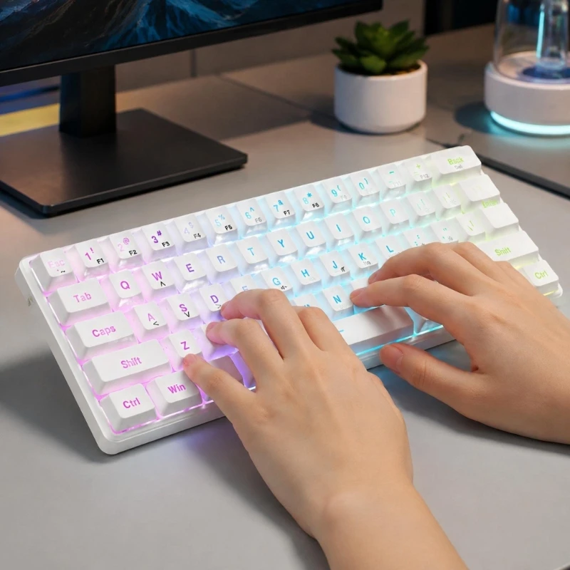 Mini 61-Key USB Mechanical Keyboard with Raised Profile, Small 60% for Laptop Typing, Office Desks, Study Areas, and Play photo 1