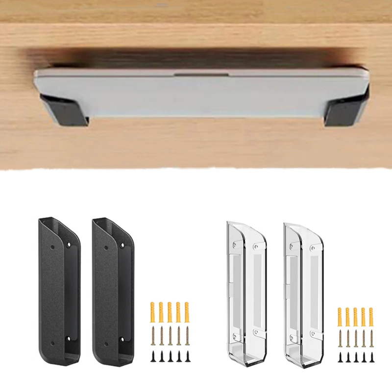 2Pcs Wall Under Desk Laptop Mount Durable Holder With Anti-Scratch Pads–Universal For Keyboards Tablets Under Desk Mount photo 1