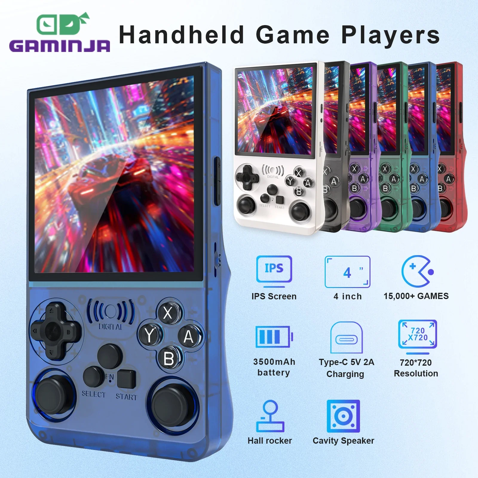 GAMINJA ANS13 Retro Handheld Video Game Console 15000+ Games Built-in Linux 4.0 Inch IPS Screen Portable Pocket Gaming Console photo 1