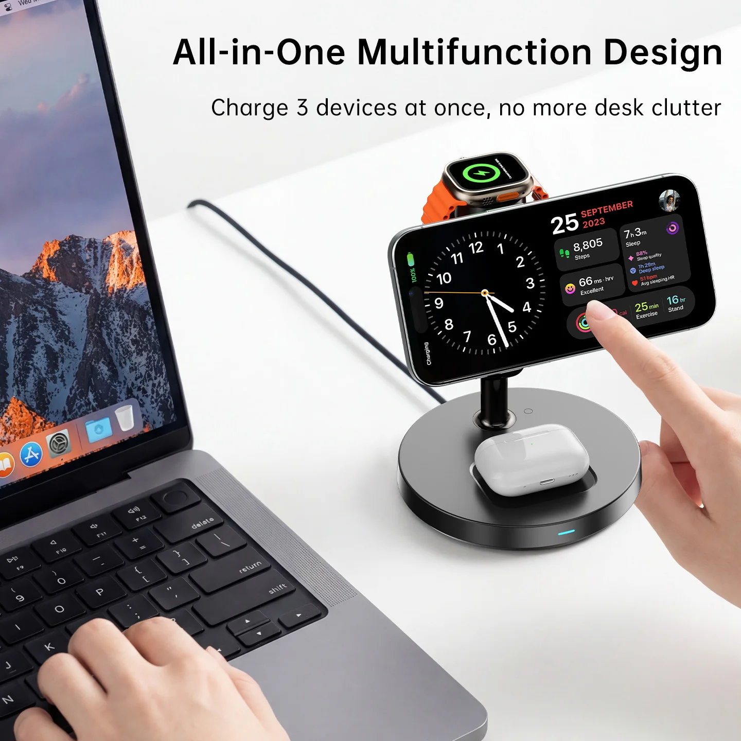 HaaYot Qi2.2 25W Magnetic Wireless Charger Stand for iPhone 17/16 Fast Charging,AI Cooling Charging Pad for Galaxy S25/S26 Ultra photo 5
