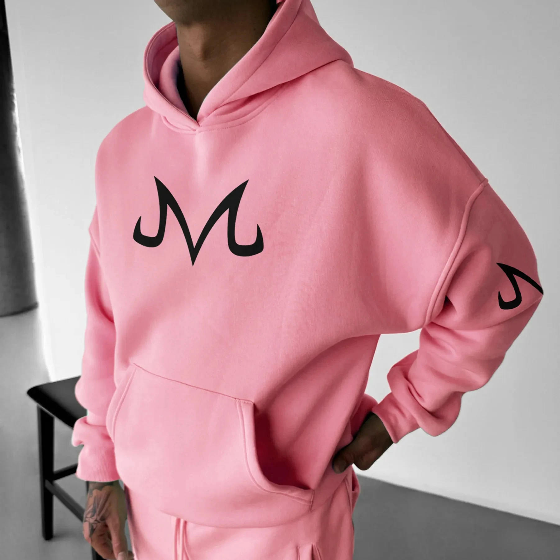 Majin Buu Hoodie Pants Set Anime Cotton Loose Fit Graphic Print Streetwear Casual Sweatshirt Joggers Japanese Cartoon Character photo 2