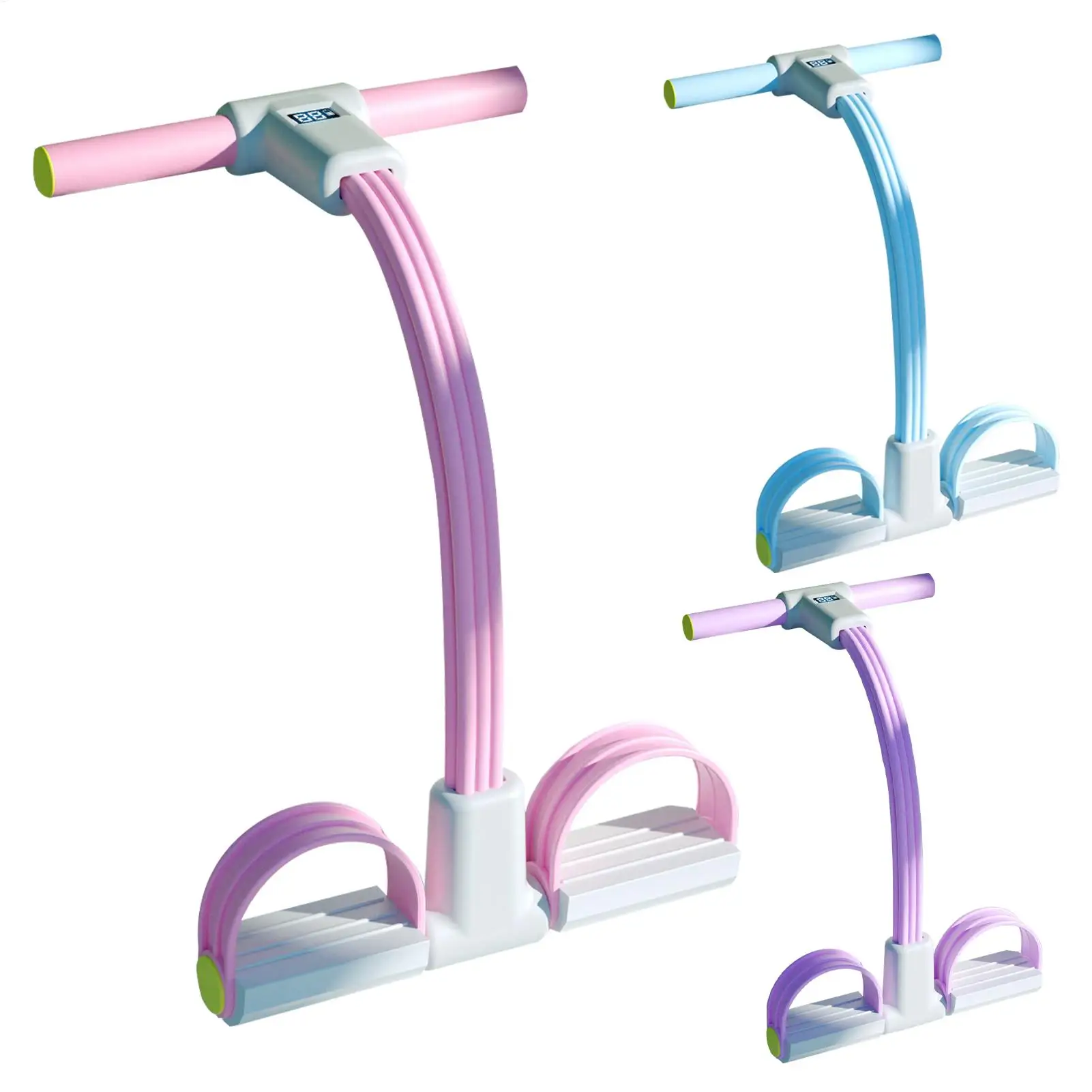 6-Tube Fitness Pedal Resistance Band with LED Display Yoga Strap Pedal Puller sit-ups Tension Rope Elastic Workout Pedal Puller photo 6