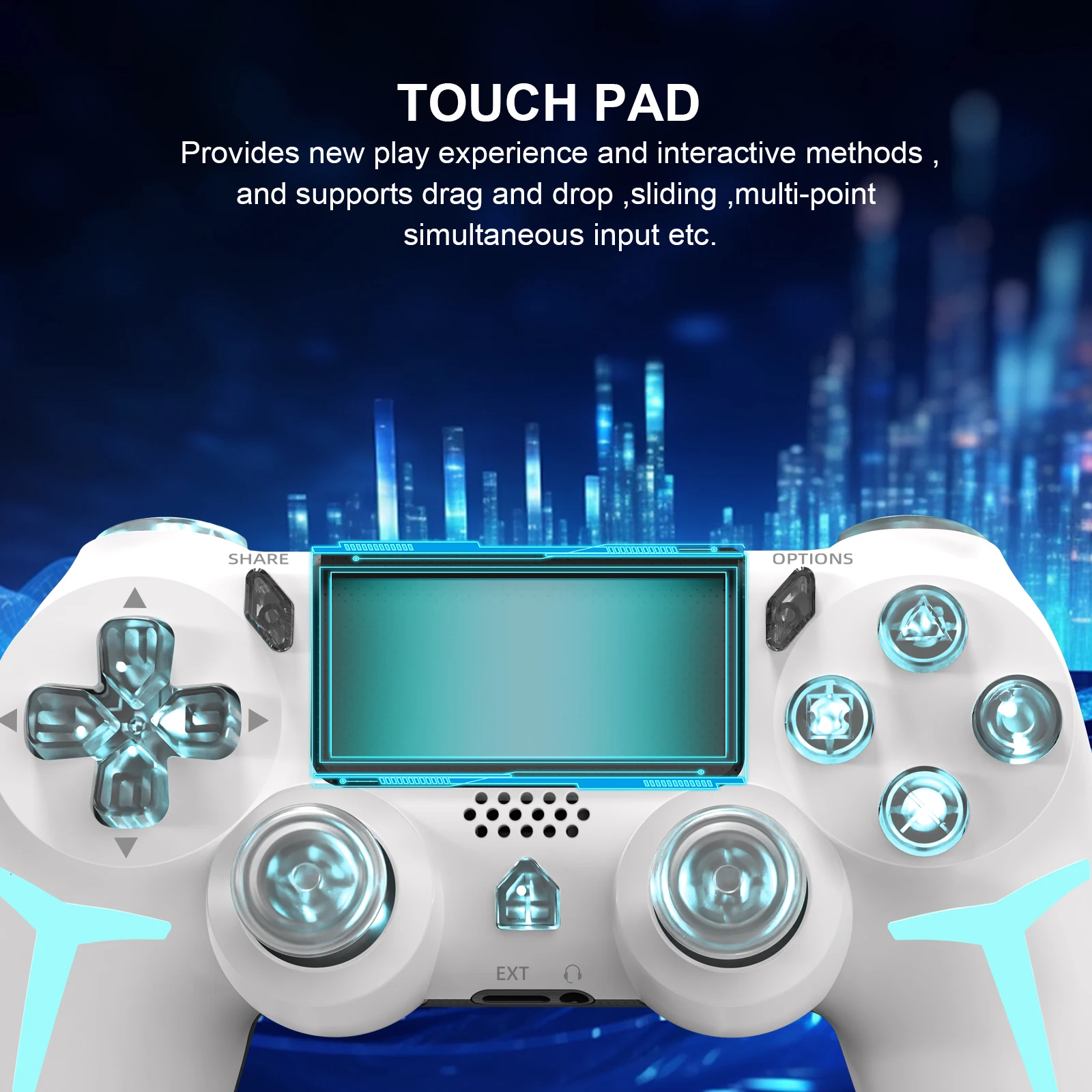 GAMINJA Wireless Game Controller For PS4 PS3 Console Computer PC RGB Light LED Bluetooth Gamepad 6-axis Gyroscope Dual Vibration photo 6