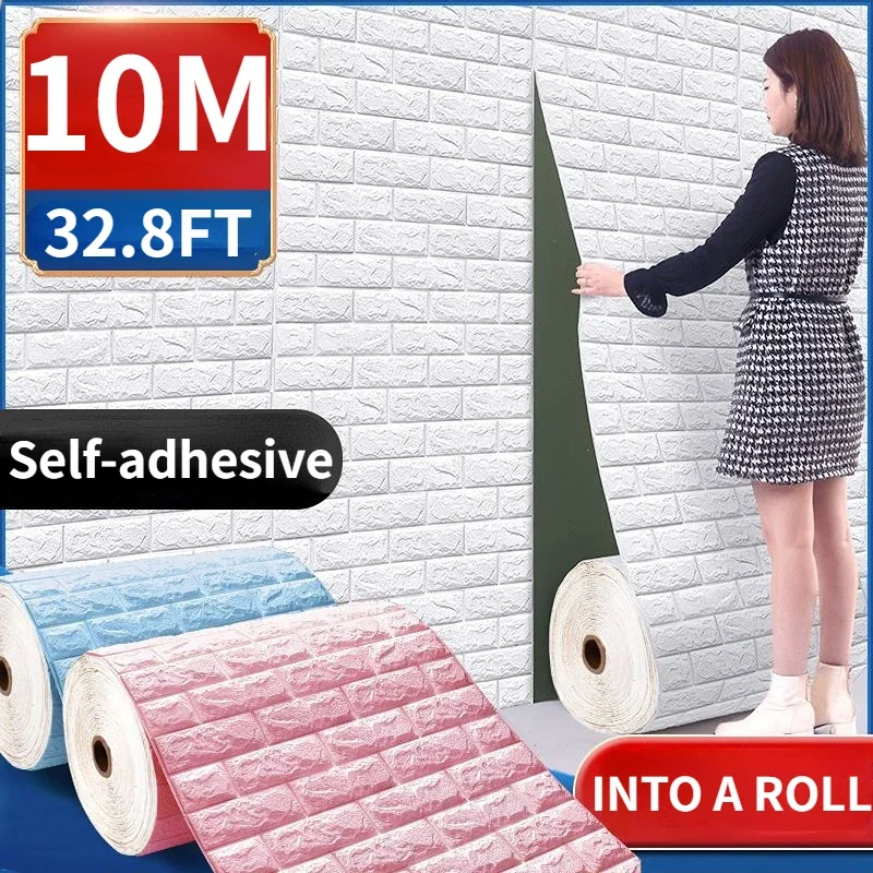 3D Foam Brick Wall Panels Stickers Self Adhesive Waterproof Living Room Wallpaper Wall Decal Home Decor Wallcovering TV Backdrop photo 1