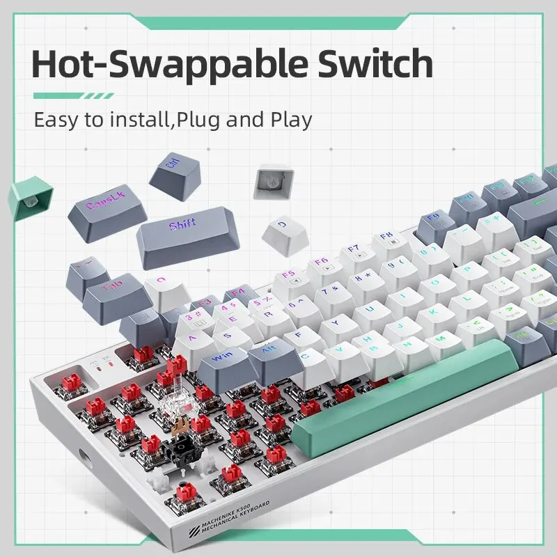 MACHENIKE K500 Mechanical Keyboard Wired Gaming Keyboard K500-B94 Hot Swappable 94 Keys 90% Layout RGB BackLight for PC Laptop photo 3