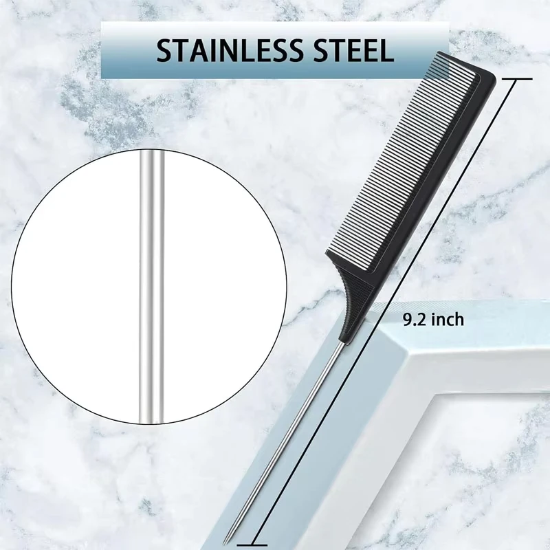 3-piece hair styling comb set with triple tear hair brush, mouse tail comb edge brush, salon hair styling tool, hair tail tool photo 4