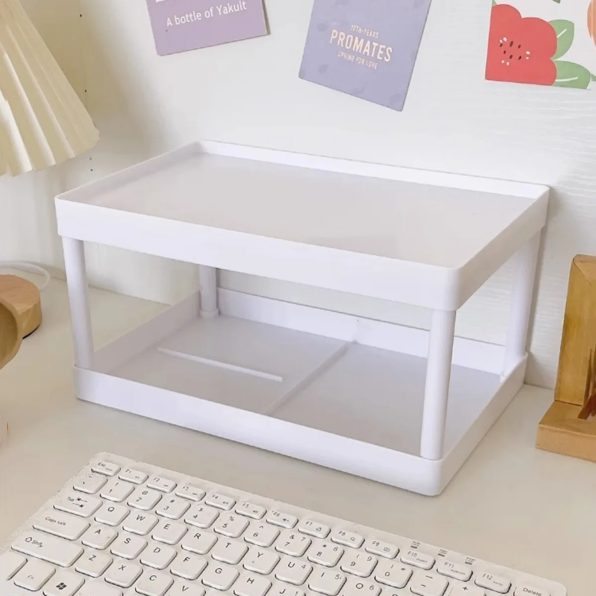 Multifunctional Desktop Cosmetic Storage Rack Office Storage Box Organizer Stationery Sorting Rack Double-layer Storage Rack photo 1