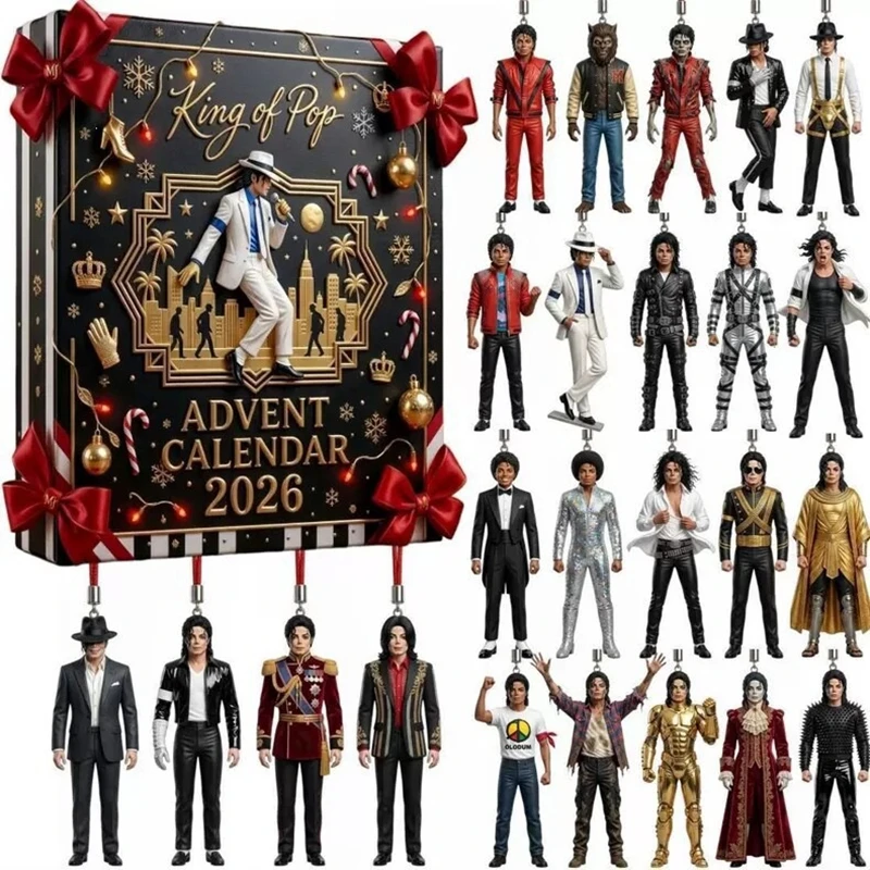Michael Jackson Advent Calendar with 24 Mini Figurines Christmas Tree Hanging Pendant King of Pop Keychain Fans Collectible Gift photo 2