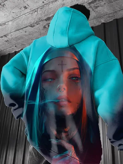 2025 Men's Hoodies Anime Character Tracksuit 3D Sexy Beauty Print Gothic Style Pullover Oversized Long Sleeve Hoodie Sweatshirts photo 4