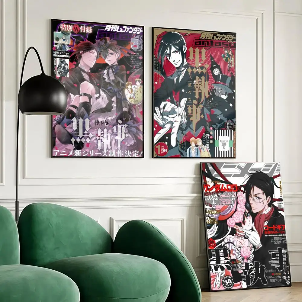 Black B-Butler Anime Painting Calligraphy Canvas Poster Art for Bedroom Living Room Home Decor Wall Decoration Decals Gift photo 3
