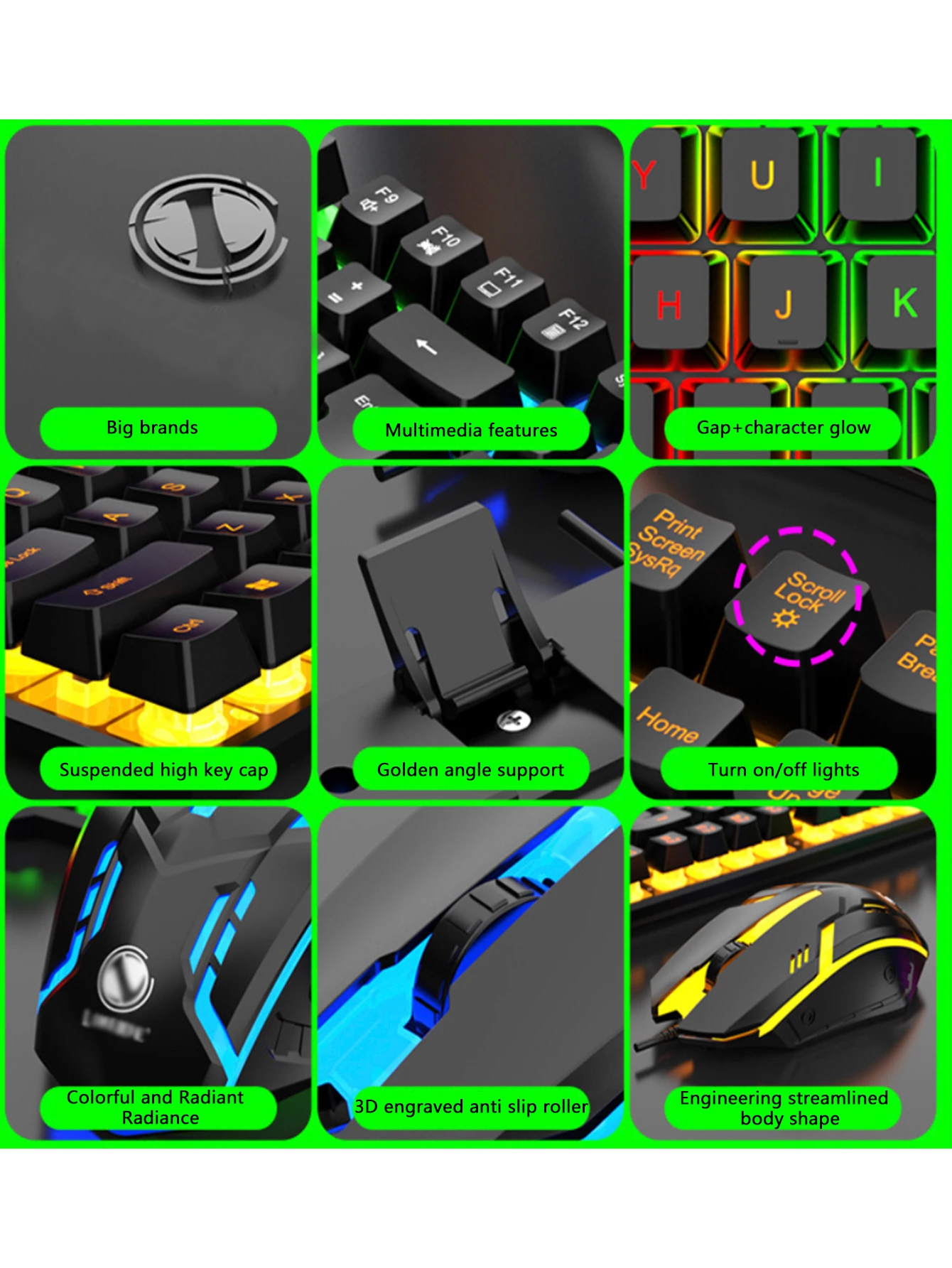 Colorful and Dazzlingly Glowing Gaming Mechanical Wired Keyboard and Mouse Set, Suitable for desktop Computers and Laptops photo 4