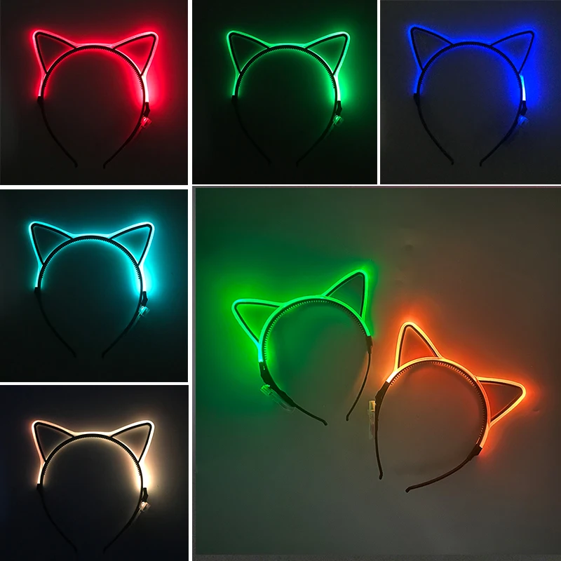 Luminous Cat Ears LED Hair Band Kawaii Accessories Cosplay Supplies Glowing Colorful Headband For Birthday Christmas photo 2