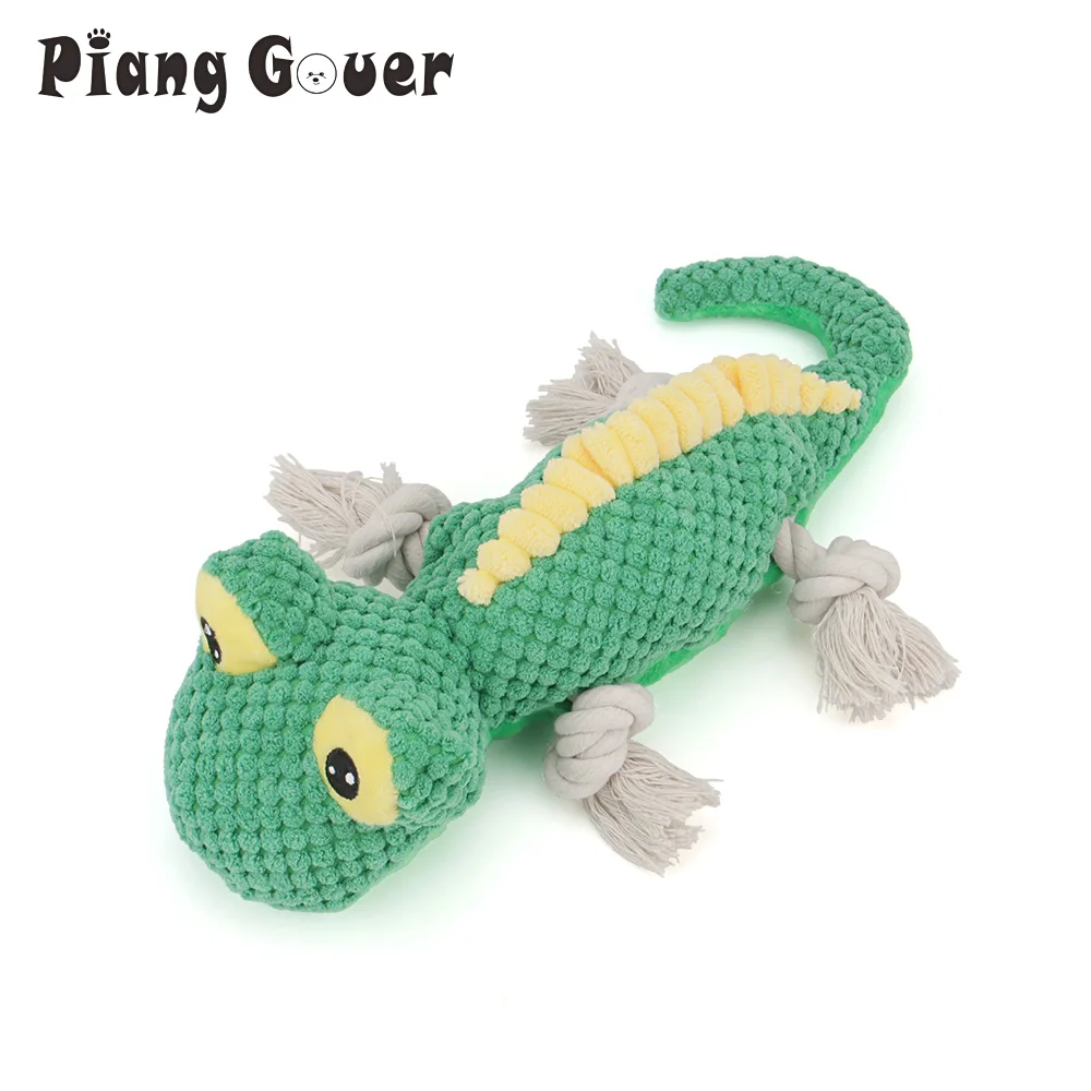 Lizard Shape Rope Pet Toy Interactive Training Plush Toy for Puppy Cats Squeaker Chew Dog Toys Supplies photo 1
