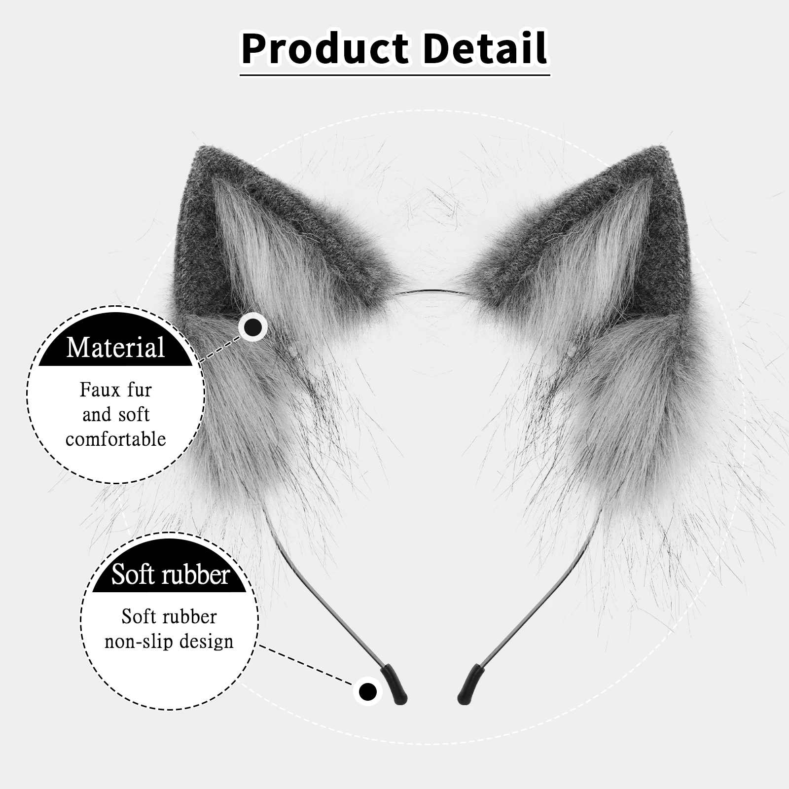 Handmade Faux Fur Animal Ears Headband Furry Cat Fox Ear Hairhoop Headwear Costume Accessory for Cosplay Masquerade photo 4