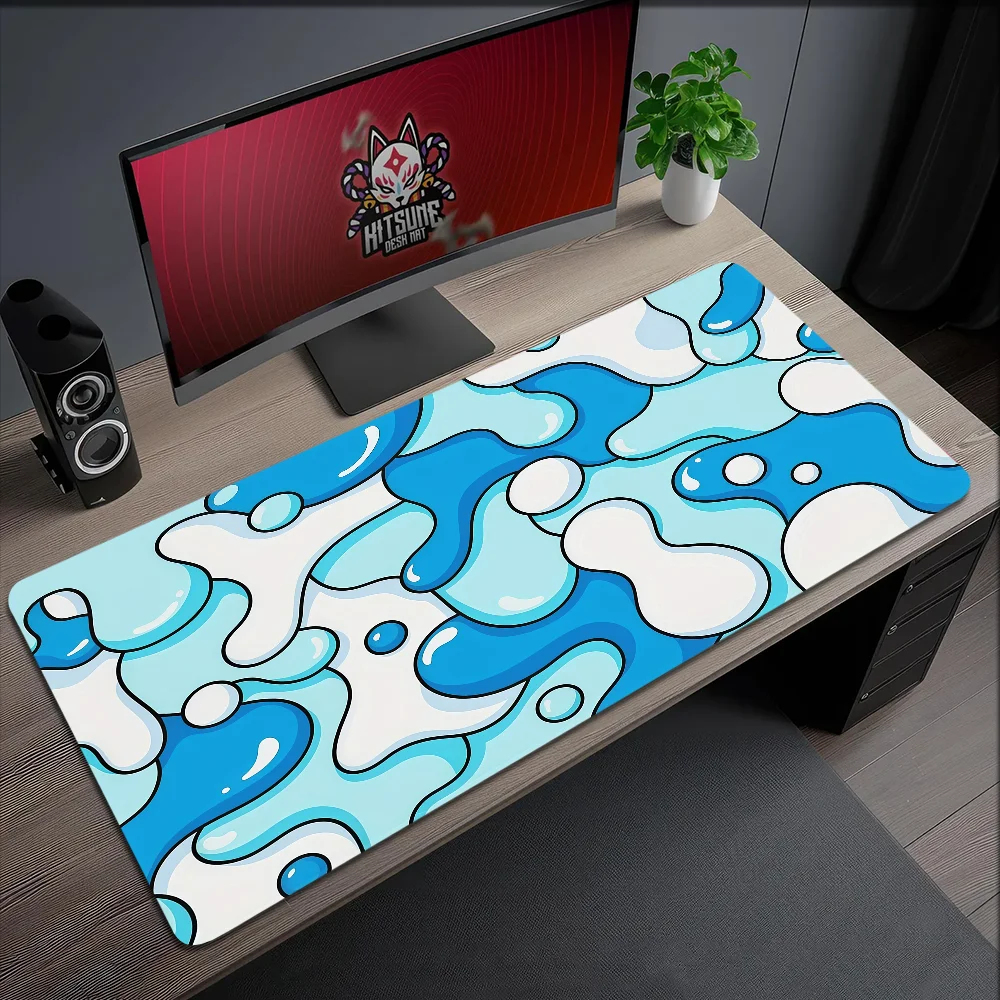 Mouse Pad MousePad Non-slip Lockedge Blue Art Office Student Gaming Thickened Large Writing Pad Wave Cushion photo 1