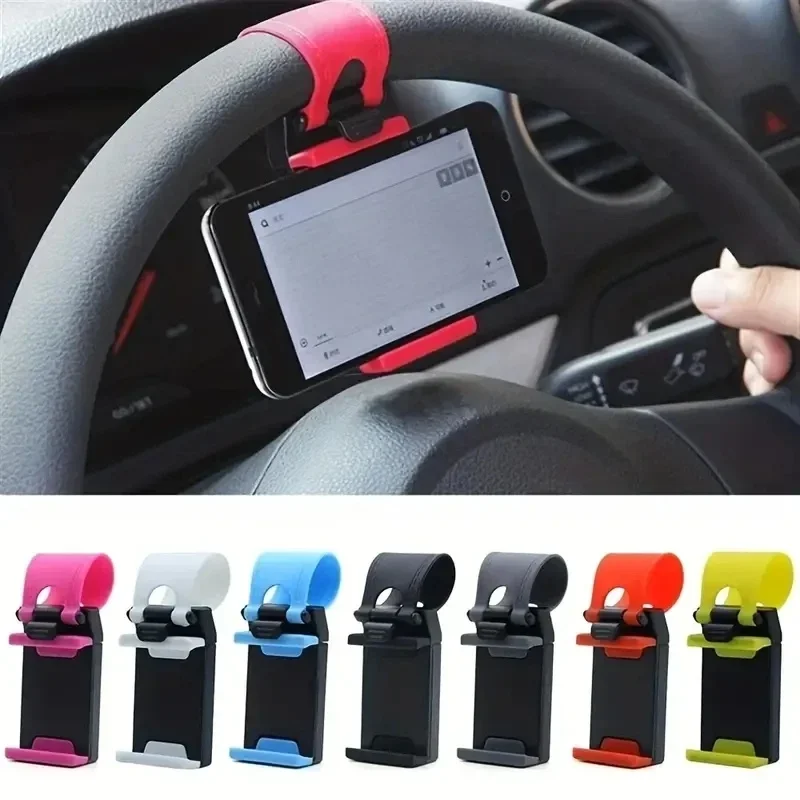 Universal Steering Wheel Car Phone Holder, Telescopic Clip Mobile Phone Stand, Auto Navigation Phone Mount for All Smartphones photo 1