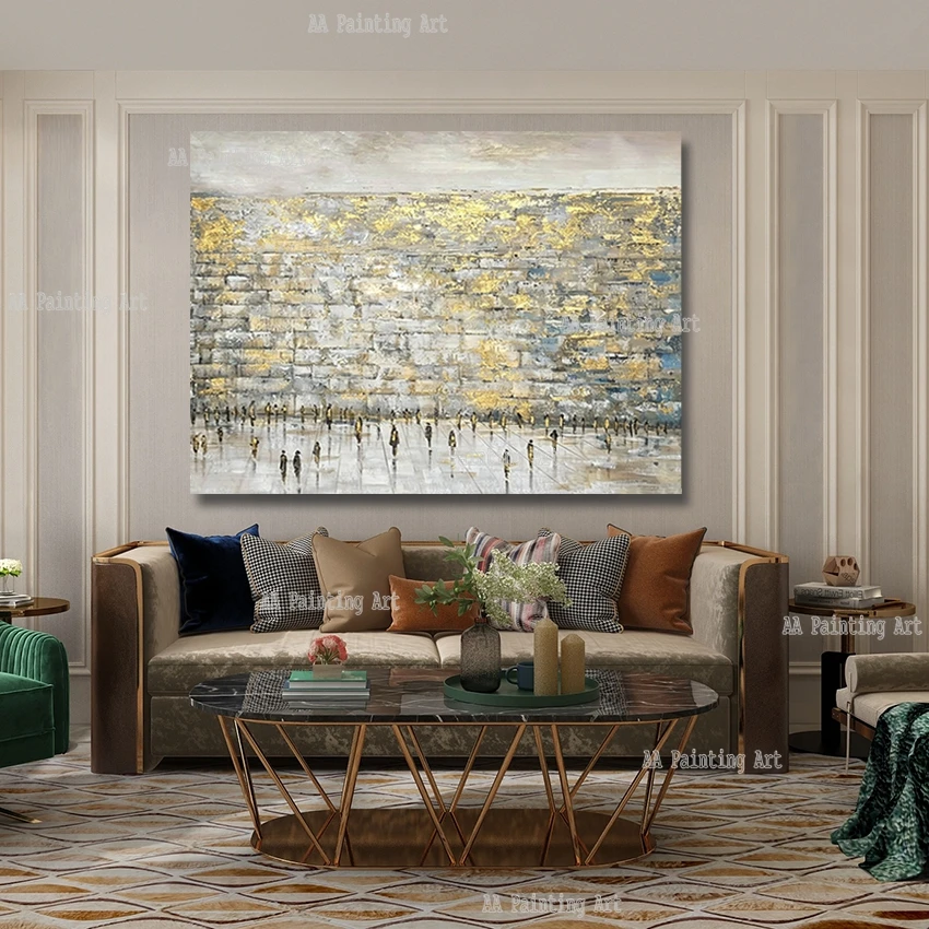Large Luxury Canvas Art, Jewish Artwork Home Decor, Jerusalem Western Wall Orginal Oil Painting Canvas Picture, Handpainted Art photo 5