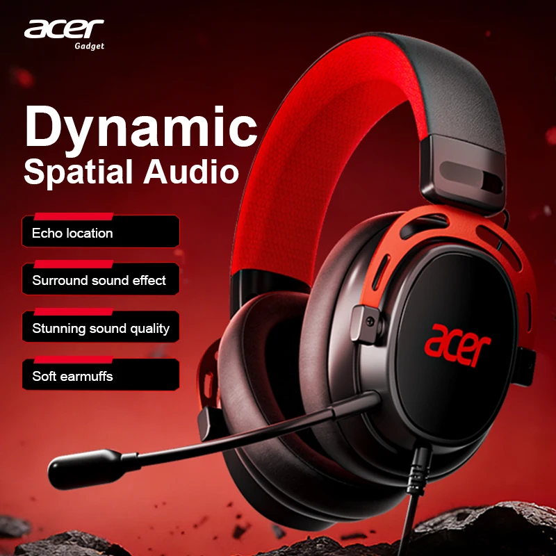 Acer Ohw346 Wired Gaming Headset with Ultra-High-Definition Large Diaphragm Spatial Surround Audio, Soft and Skin-Friendly Materials, Fully Encloses the Ear for Comfortable Wearing Without Applying Pressure on the Head photo 1