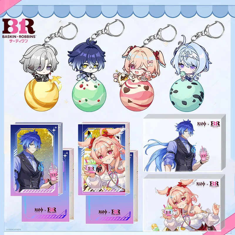 New Genshin Imapct Keychain BR Ice Cream Odette Linnea Flins Keyring Cute Cartoon Anime Game Bag Charm Friend Gift Stand photo 1