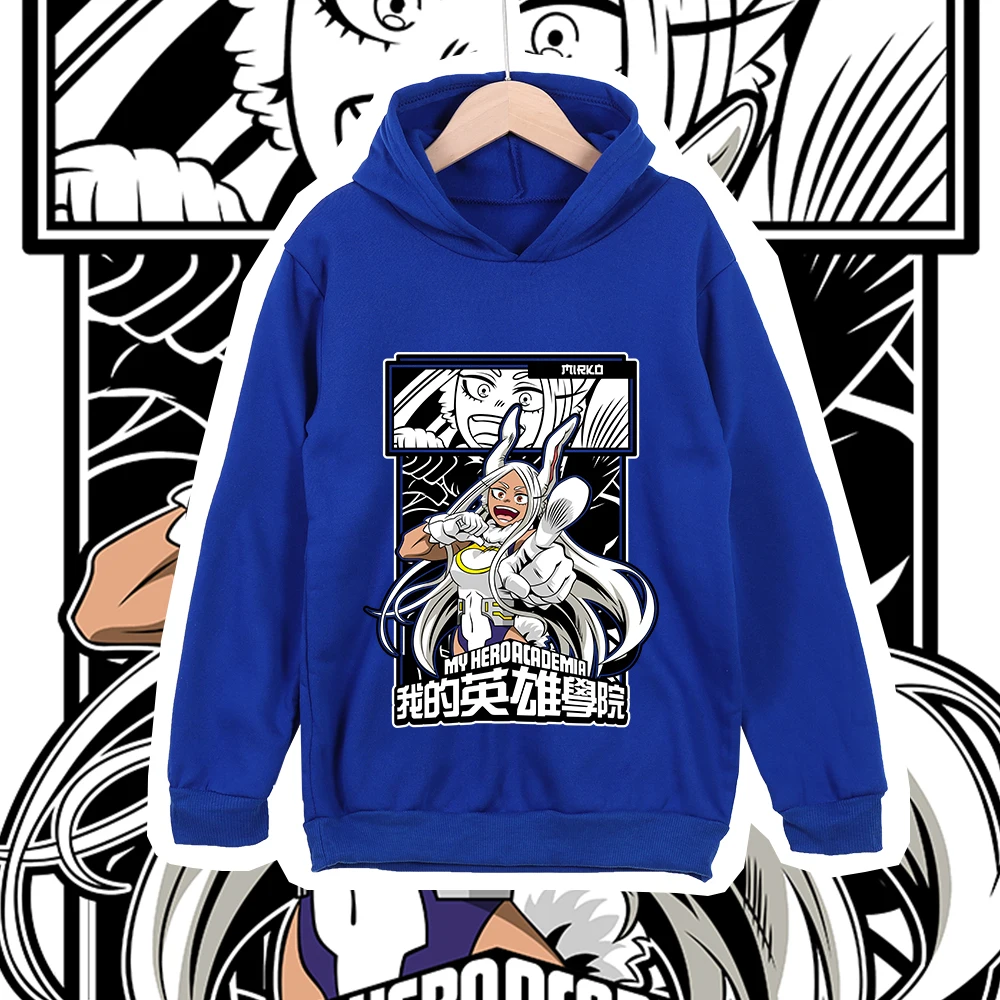 Kids Anime Mha Mirko Print Cotton Hoodie Sweatshirt for Boys Girls 100-160cm Casual Childrens Pullover Cartoon Clothes photo 1