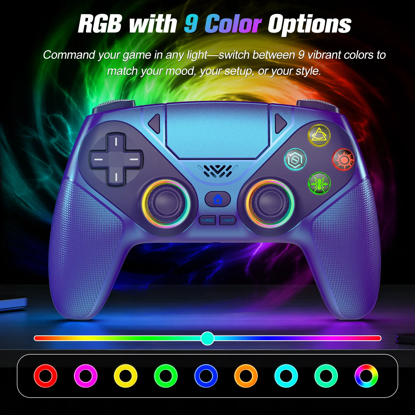 Controller for Playstation 5/PS5/PS5 Pro/Slim/PC,Wireless Gamepads RGB Joystick Turbo/Marco Program Dual Vibrate Game Controle photo 2