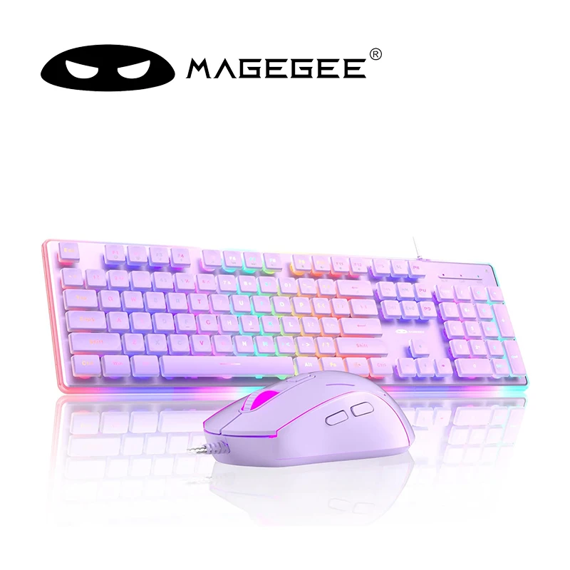 MageGee Gaming Keyboard and Mouse 104 Keys RGB 6 Speed Mouse Combo Pudding Keycaps Silent Computer Keyboard PC Laptop Mac Office photo 1
