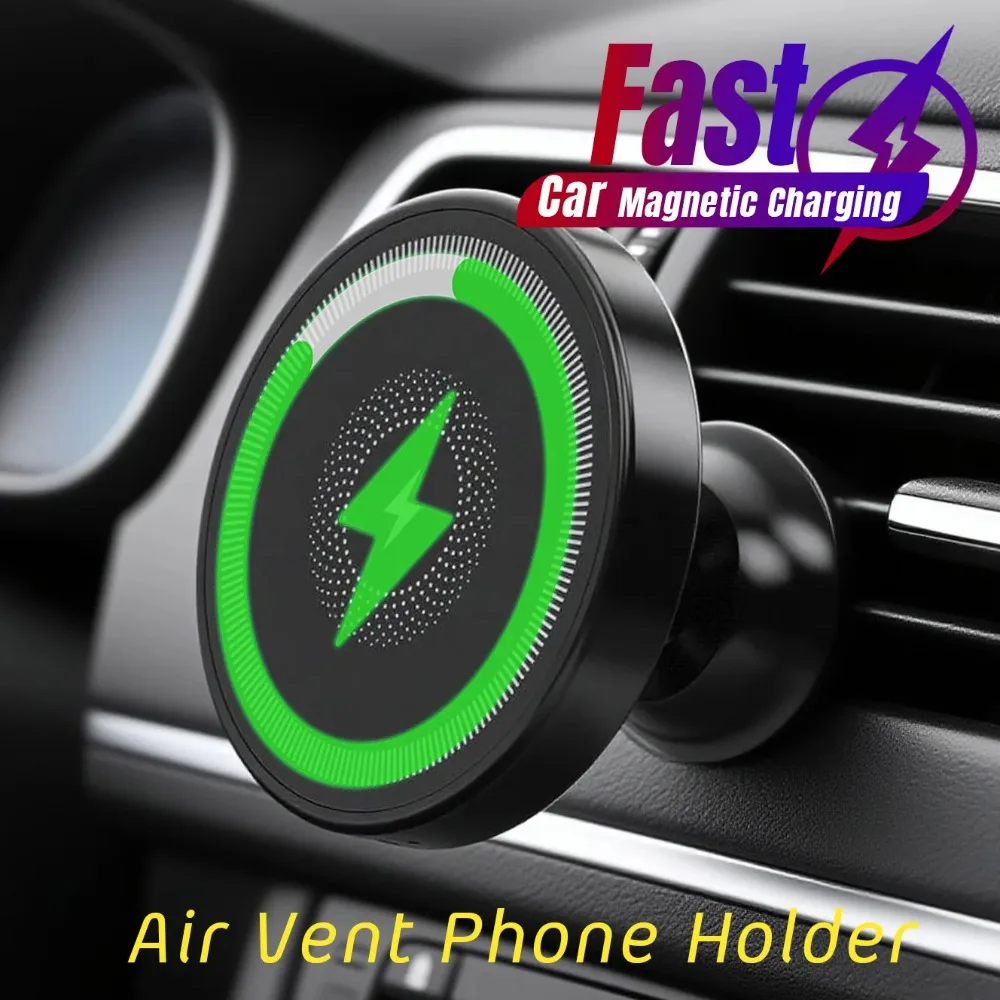 Magnetic Wireless Charger 360 Rotation Air Vent Phone Holder Stand For Magsafe iPhone 16 15 14 13 12 Pro Max Fast Charging Mount photo 1