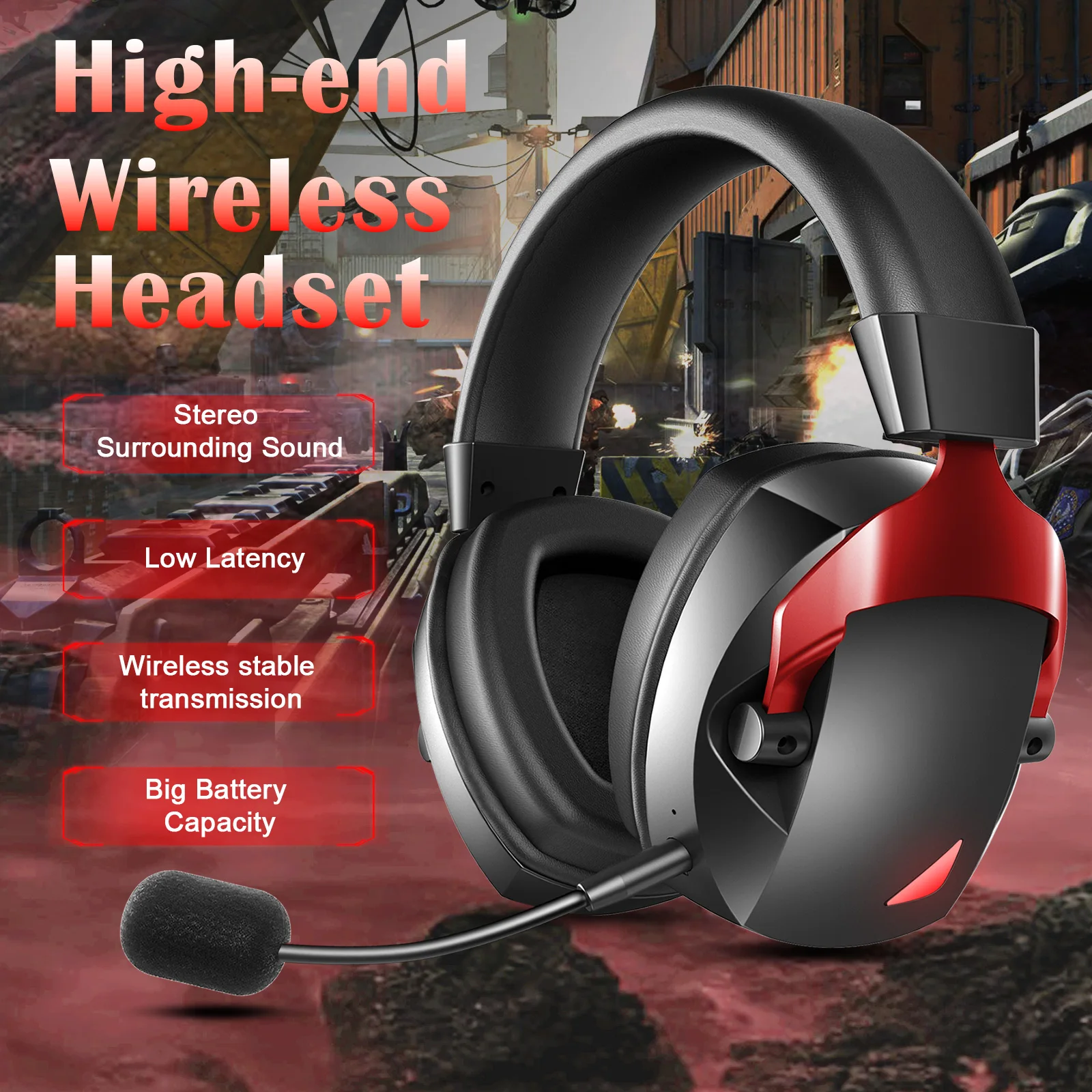 Wireless Gaming Headset with Detachable Noise Cancelling Microphone,2.4G Bluetooth-USB-3.5mm Wired Jack 3 Modes for Multi-device photo 4