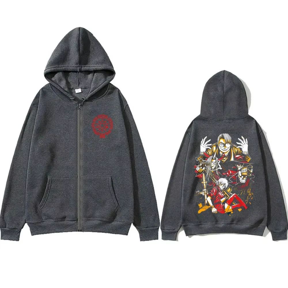 Anime Hellsing Abraham Van Helsing Vampire Alucard Graphic Zipper Hoodie Men Women Cartoon Manga Merch Oversized Zip Up Jacket photo 2