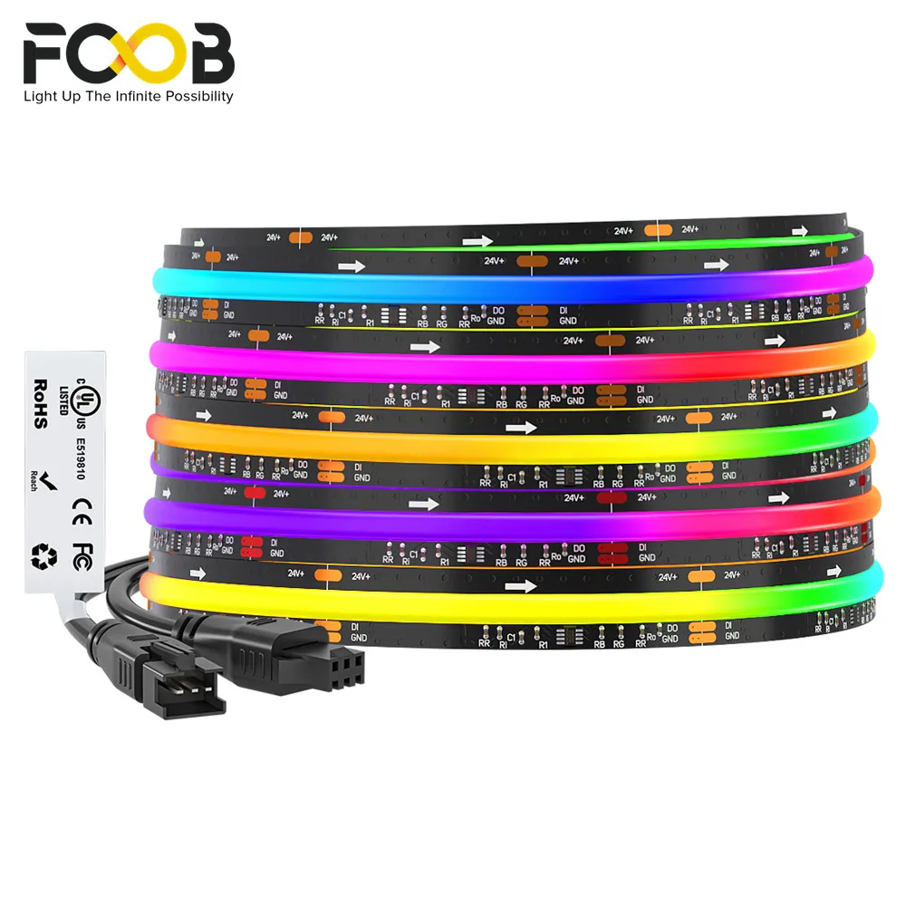 FCOB LED Light Strip Pixel Addressable 630 720 LEDs RGB Dream Full Color 12mm DC12V 24V WS2811 High Density Flexible COB Light photo 1