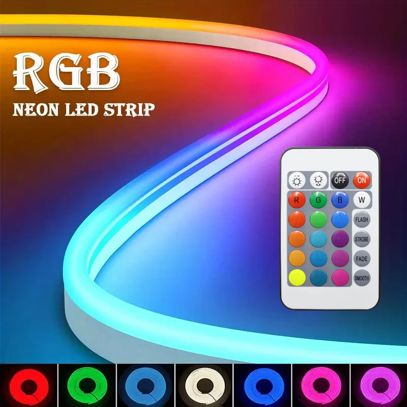 1 Roll of Low-Voltage 5V Flexible Rgb Color-Changing Neon Led Light Strip, USB Interface, with 24-Key Multi-Function Controller, Can Switch Light Colors and Adjust Light Brightness, Used for Gaming, Electric Car Decora photo 1