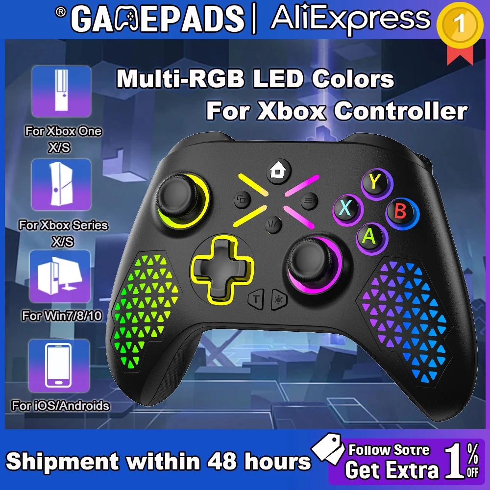 RGB Wireless For Xbox Controller Xbox One/xbox Series X/S/PC With 650mah Battery Gamepad Multi-Function Joystick Controller photo 1