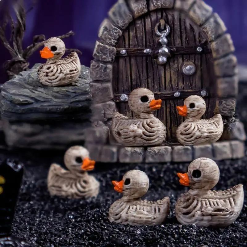 20-Pack 0.6in Gothic Cute Skull Ducks - Resin Figurines for Halloween, Gothic Home, Office, Party - Compact Desk Decor photo 5