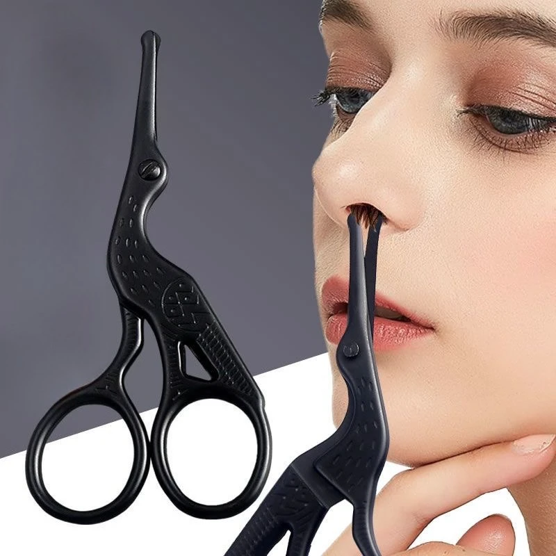 Nose Hair Scissors, Stainless Steel Rounded Tip Trimmer, Precision Eyebrow Scissor, Safe Facial Hair Grooming Tool, Compact for photo 1