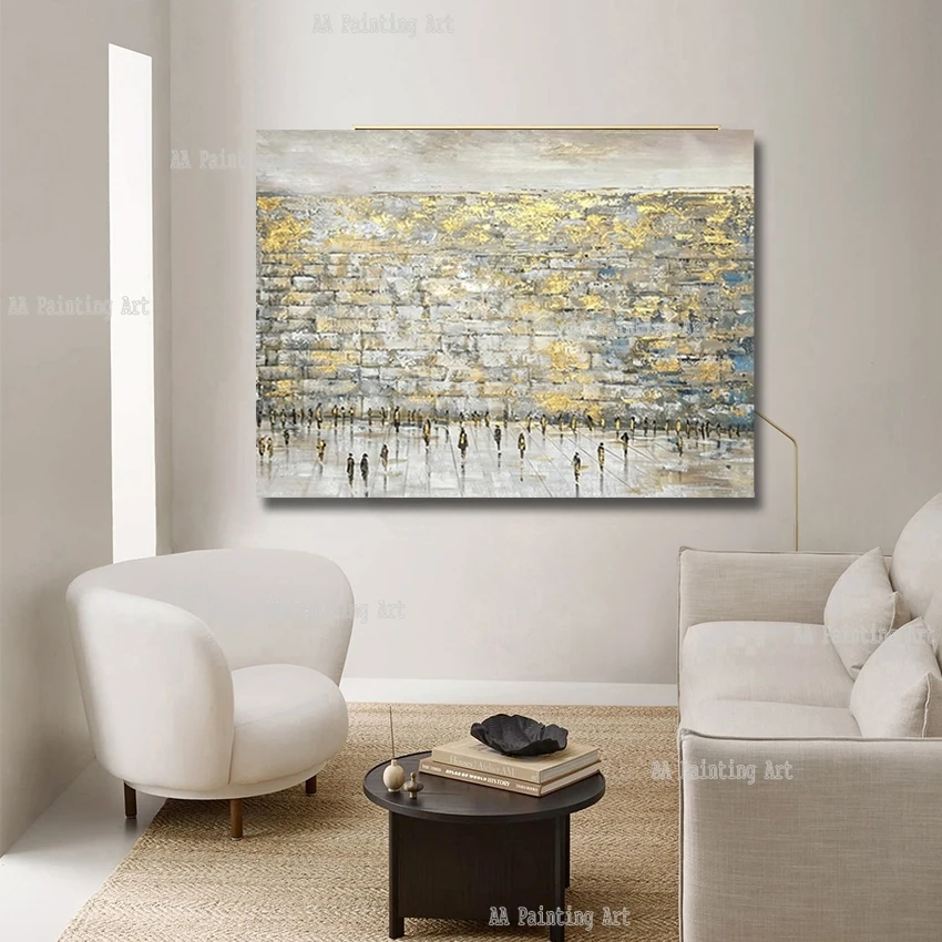 Large Luxury Canvas Art, Jewish Artwork Home Decor, Jerusalem Western Wall Orginal Oil Painting Canvas Picture, Handpainted Art photo 4