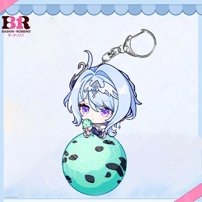 New Genshin Imapct Keychain BR Ice Cream Odette Linnea Flins Keyring Cute Cartoon Anime Game Bag Charm Friend Gift Stand photo 4
