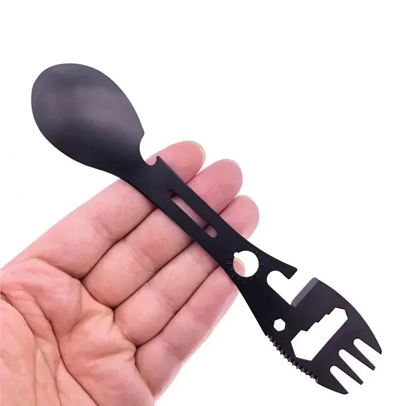 Camping Utensils Set Stainless Steel Outdoor Survival Gear 5 in 1 Tableware Travel Hiking Cutlery Fork Spoon Opener photo 2