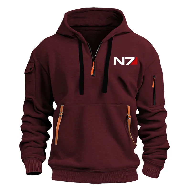 N7 Mass Effect Half zipper oversized Hoodie Men loose Anime Hooded Sweatshirt Women print Fleece cotton Sweetshirt Streetwear photo 5
