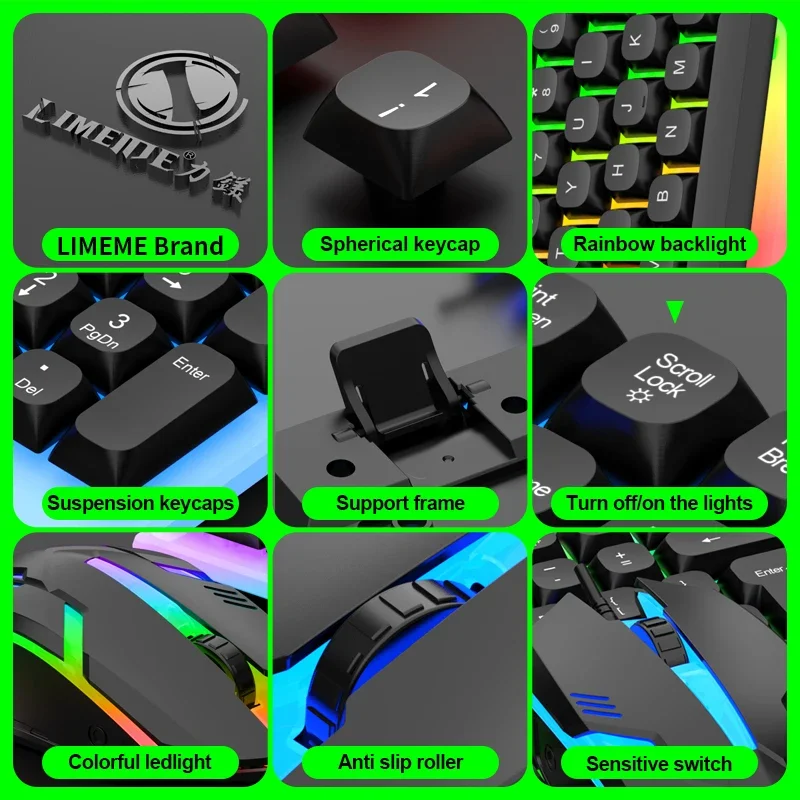 NG GTX350 Gaming Keyboard Mouse Combos Computer Laptop Backlight Gamer Kit LED Wired Usb Keyboard GTX350 Set-Black photo 4